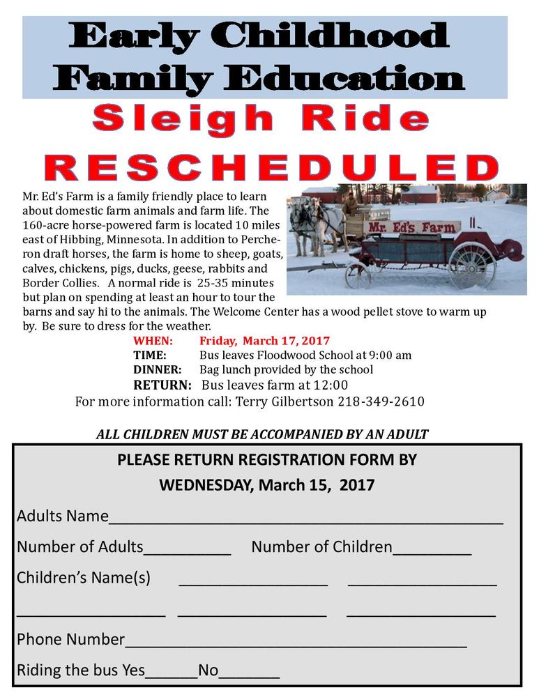 ECFE Sleigh Ride - March 17, 2017 (new date)
