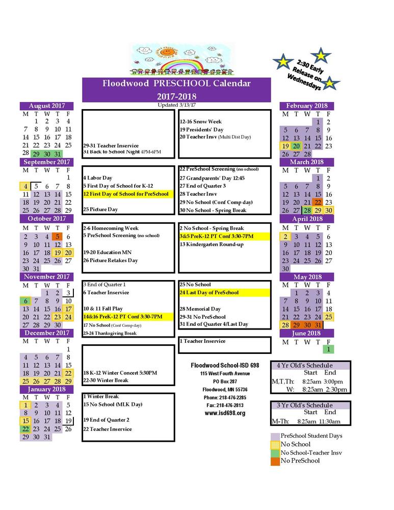 Preschool 2017-2018