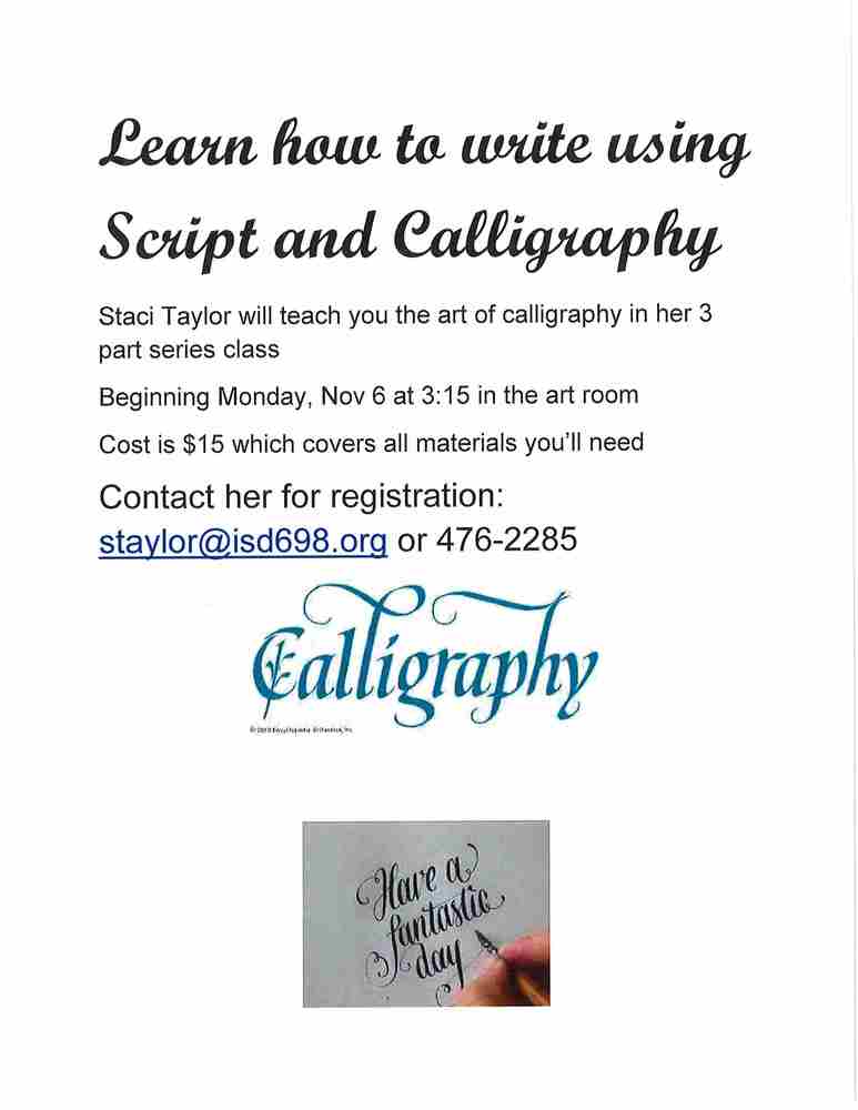 Community Education Calligraphy Class
