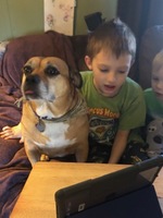 Bowen and Scarlett enjoying Zoom class