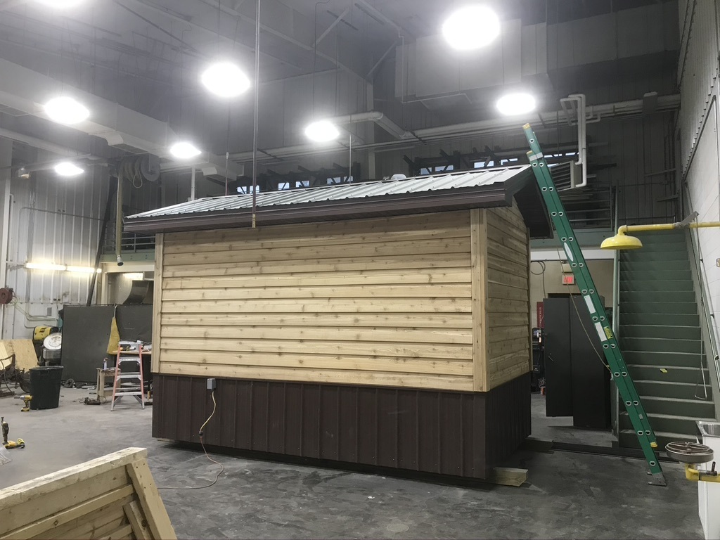 Sauna steel roof, soffit and fascia and a 32" steel wainscoting