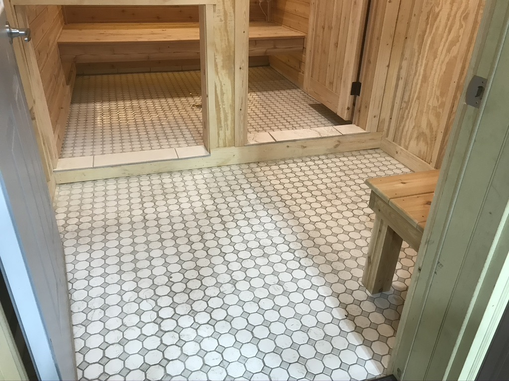 Tile installed by Floodwood Industrial Arts Students