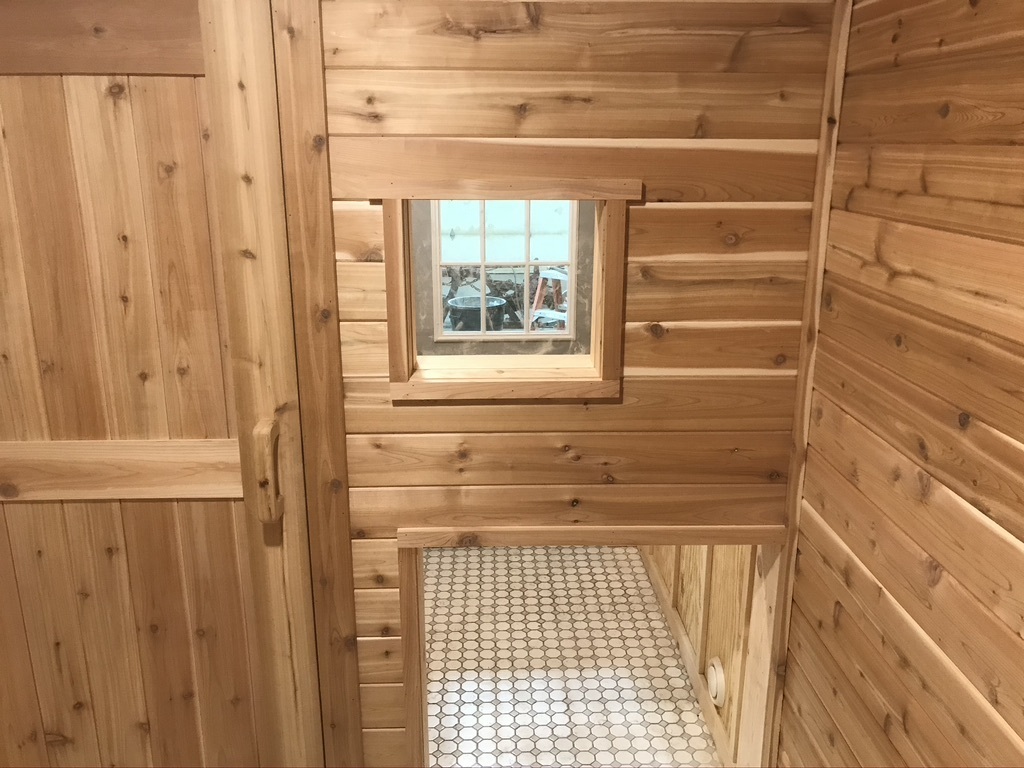 Sauna side of window